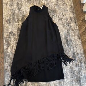 Elizabeth and James Black Fringe Sleeveless Dress. Size small